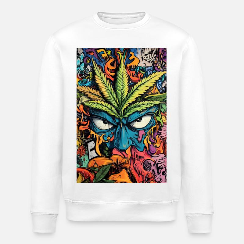 Kaléidoscope Graffiti Cannabis - Sweat bio ROLLER Stanley/Stella Unisexe - blanc