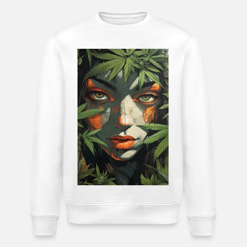 Blattgesicht im Dschungellicht - Stanley/Stella Unisex Bio-Sweatshirt ROLLER - Weiß
