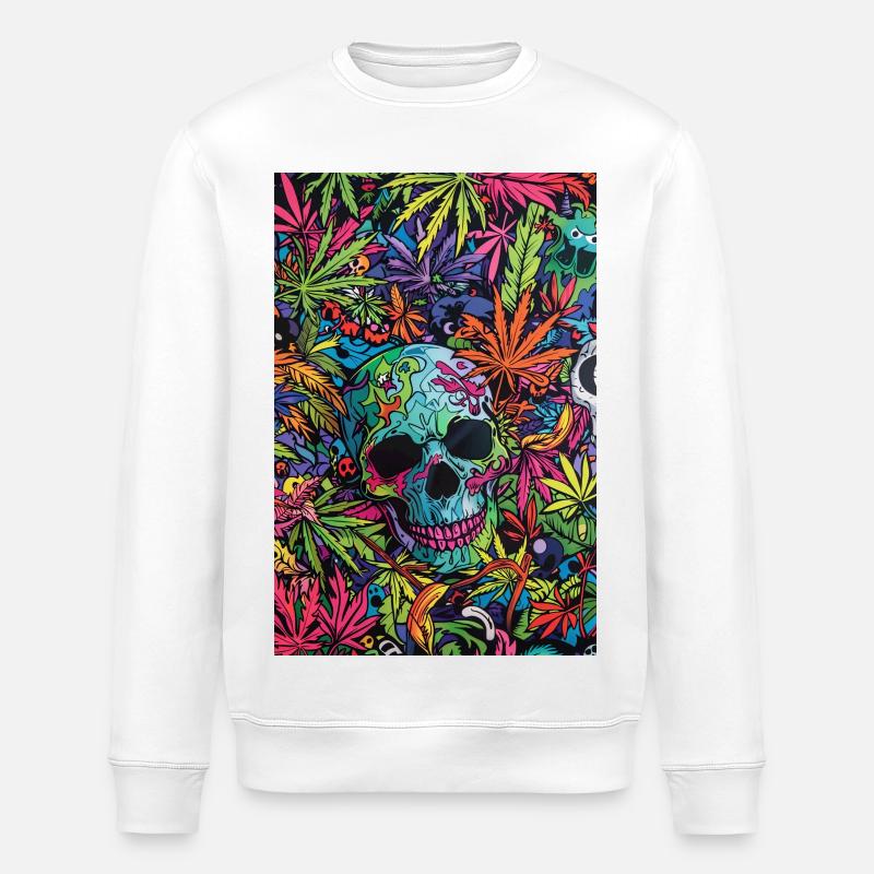 Psychedelischer Schädel im Dschungel - Stanley/Stella Unisex Bio-Sweatshirt ROLLER - Weiß