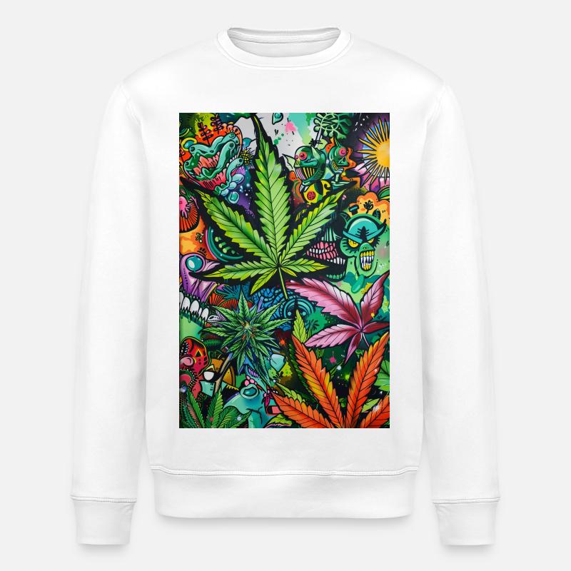 Psychedelic Leaf World - Sweat bio ROLLER Stanley/Stella Unisexe - blanc