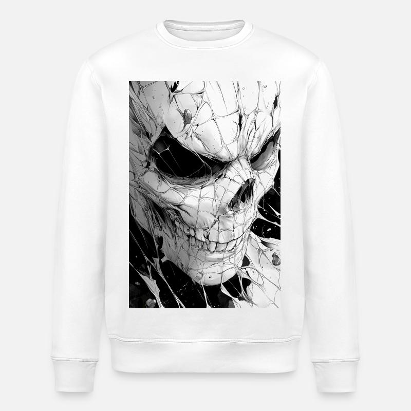 Skull Net Black & White - Stanley/Stella ROLLER Unisex Organic Sweatshirt - white