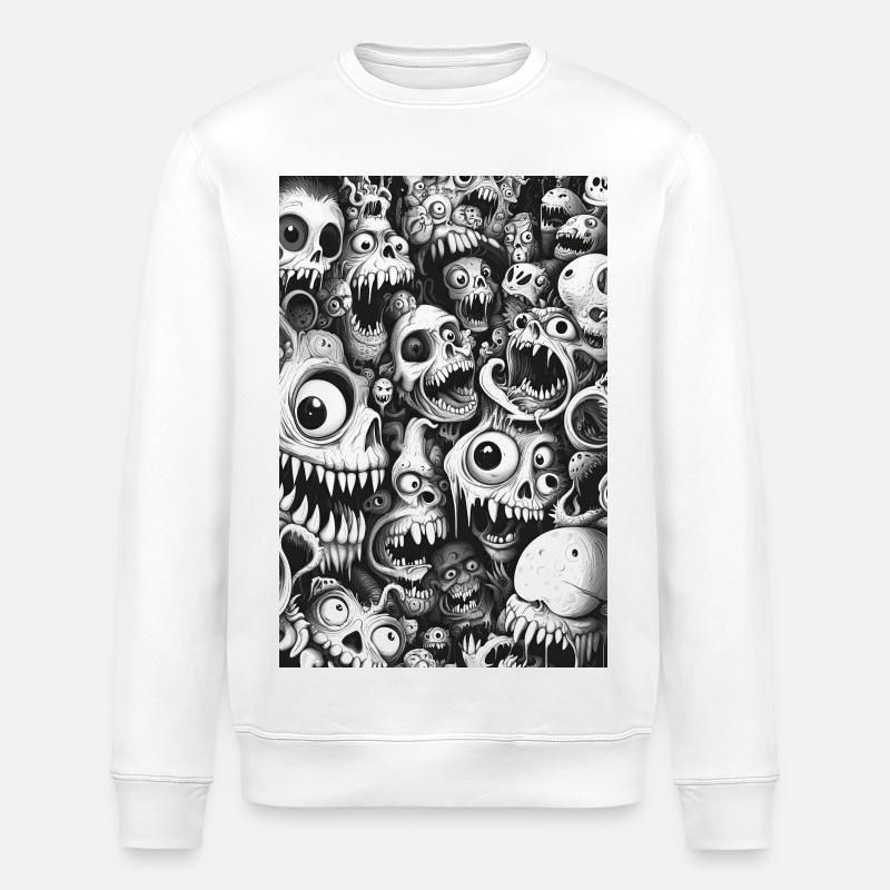 Schädelwimmel Monsterhorde - Stanley/Stella Unisex Bio-Sweatshirt ROLLER - Weiß