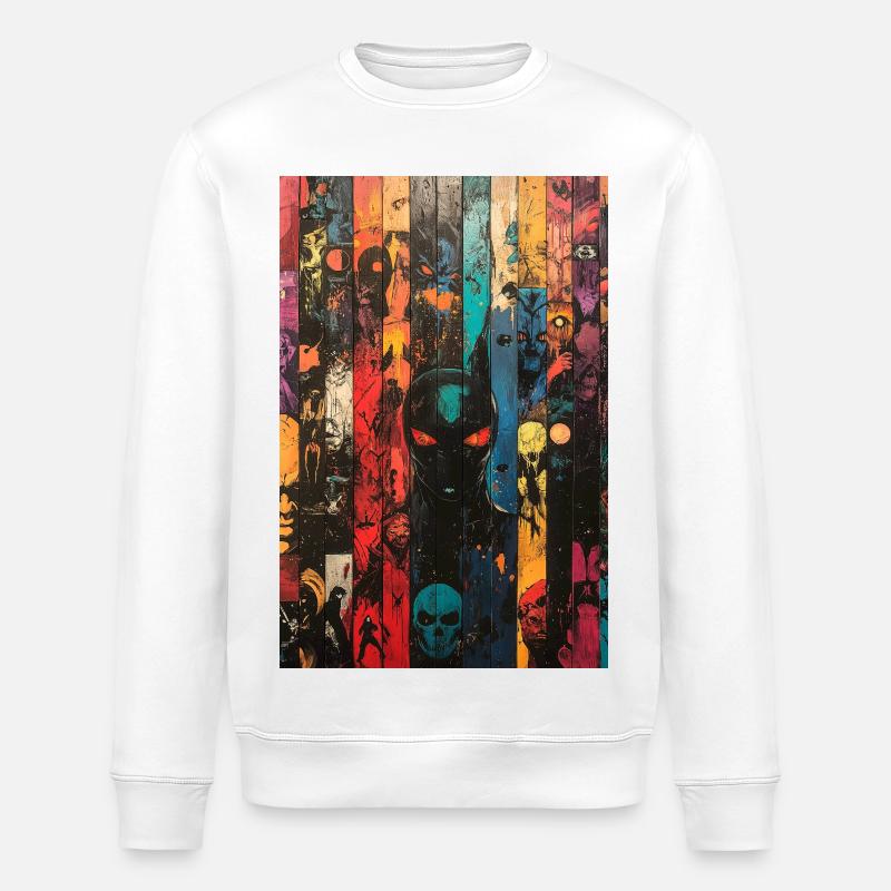 Farbige Schädel-Panel-Kunst - Stanley/Stella Unisex Bio-Sweatshirt ROLLER - Weiß