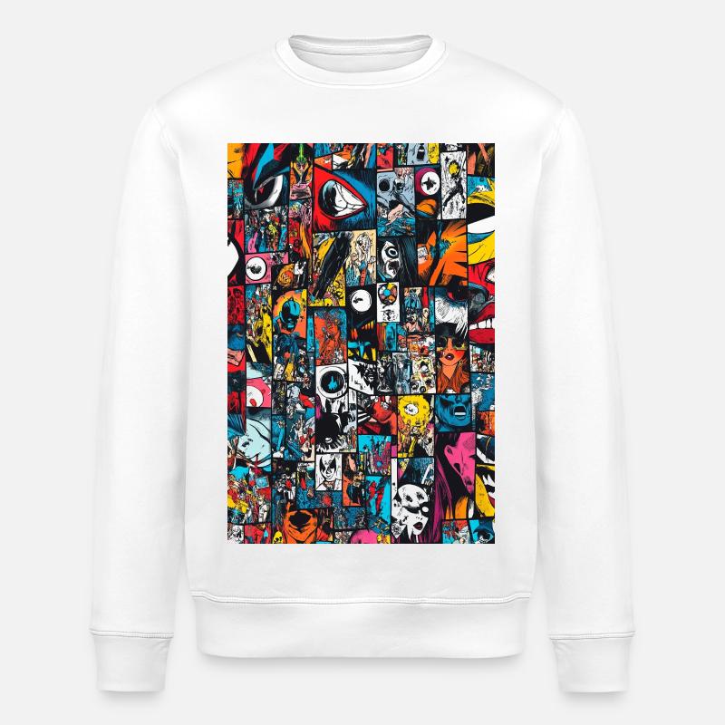Kaleidoscope Comic Collage - Stanley/Stella ROLLER Unisex Organic Sweatshirt - white
