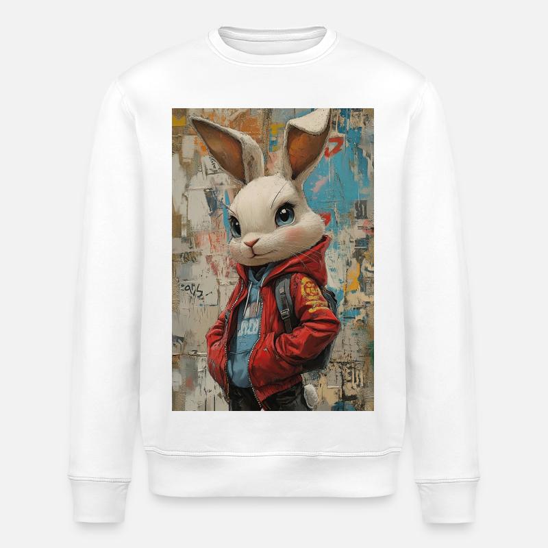 Lapin en veste graffiti - Sweat bio ROLLER Stanley/Stella Unisexe - blanc