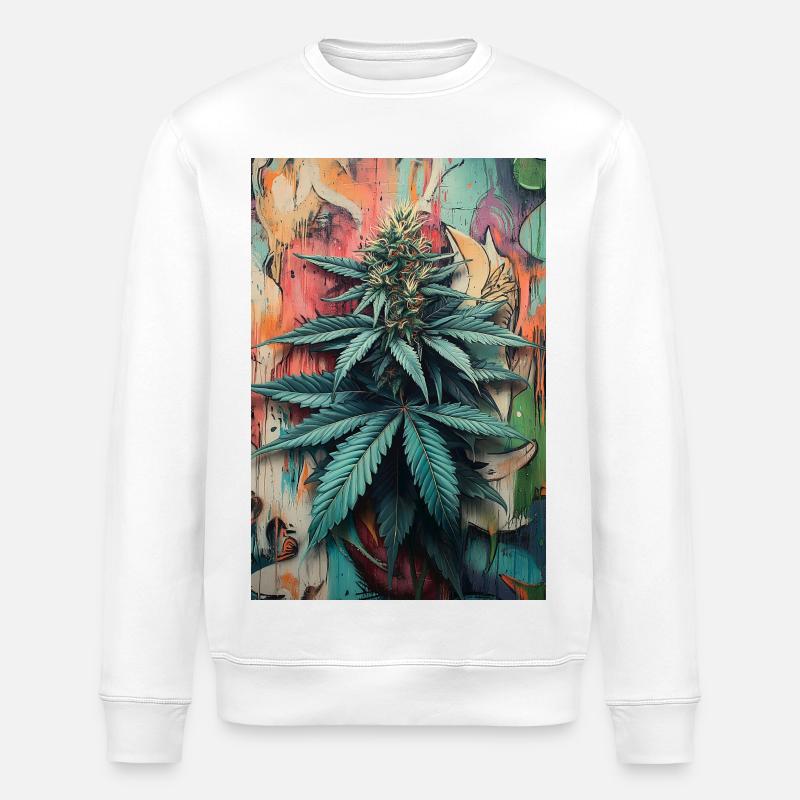 Art de feuilles de cannabis graffiti - Sweat bio ROLLER Stanley/Stella Unisexe - blanc
