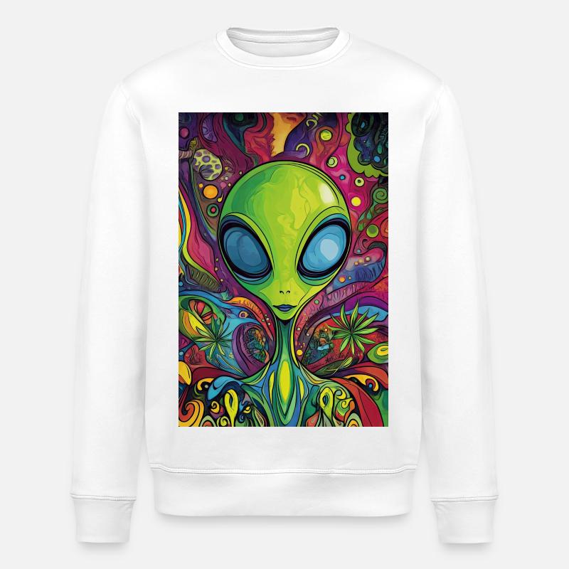 Psychedelischer Alien Neonrausch - Stanley/Stella Unisex Bio-Sweatshirt ROLLER - Weiß