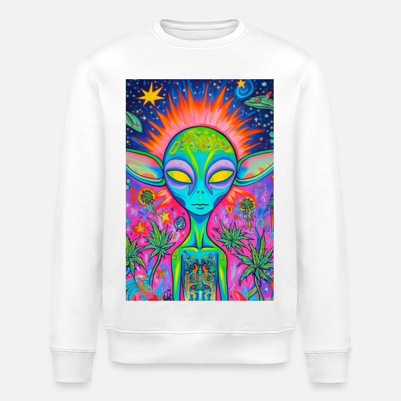 Psychedelischer Alien Neon Garten - Stanley/Stella Unisex Bio-Sweatshirt ROLLER - Weiß