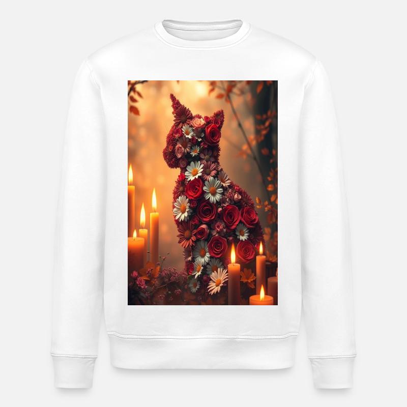 Fleurs Chat - Sweat bio ROLLER Stanley/Stella Unisexe - blanc