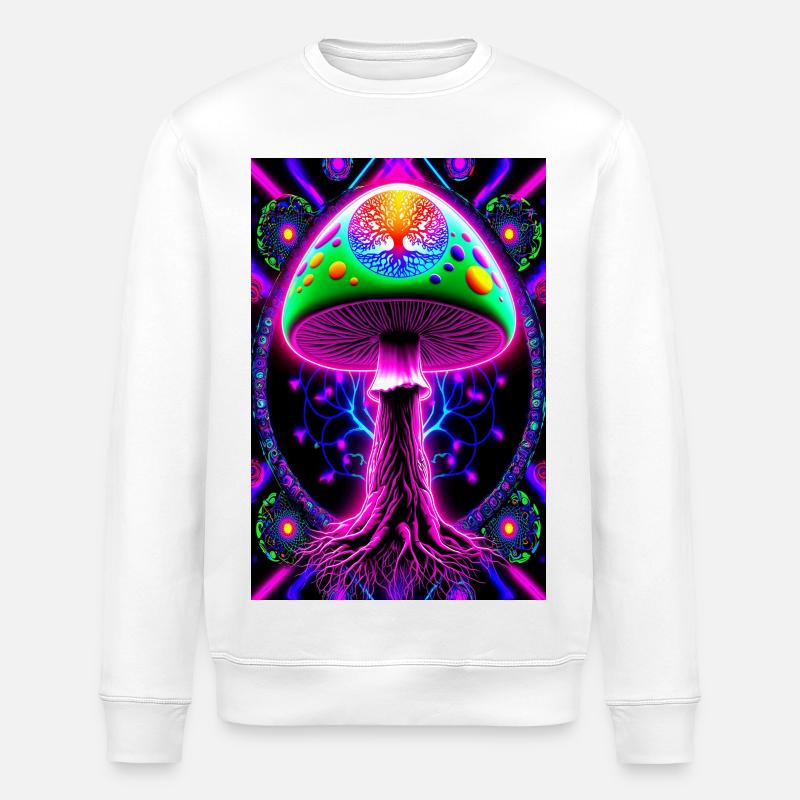Psychedelic Mushroom - Stanley/Stella ROLLER Unisex Organic Sweatshirt - white