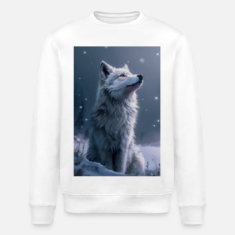 Poster Illustration de Loup Blanc - Sweat bio ROLLER Stanley/Stella Unisexe - blanc