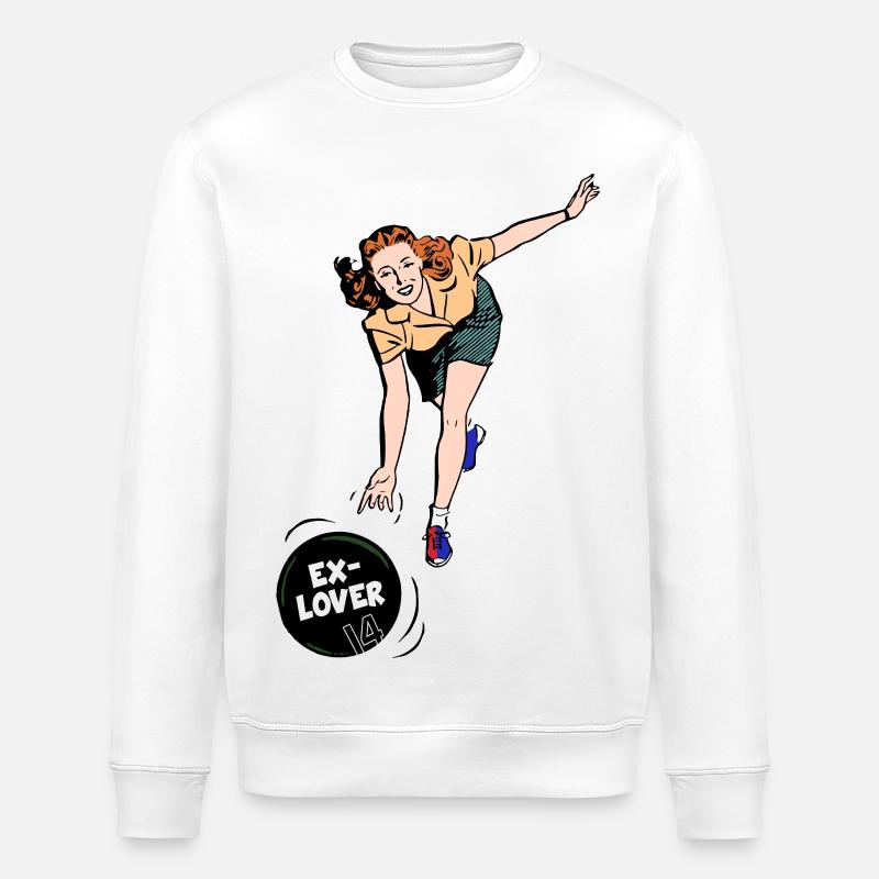 Ex-Lover Bowling – Retro Comic Style - Stanley/Stella Unisex Bio-Sweatshirt ROLLER - Weiß