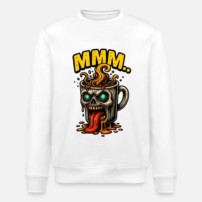 MMM Dämonenkaffee Becher - Stanley/Stella Unisex Bio-Sweatshirt ROLLER - Weiß