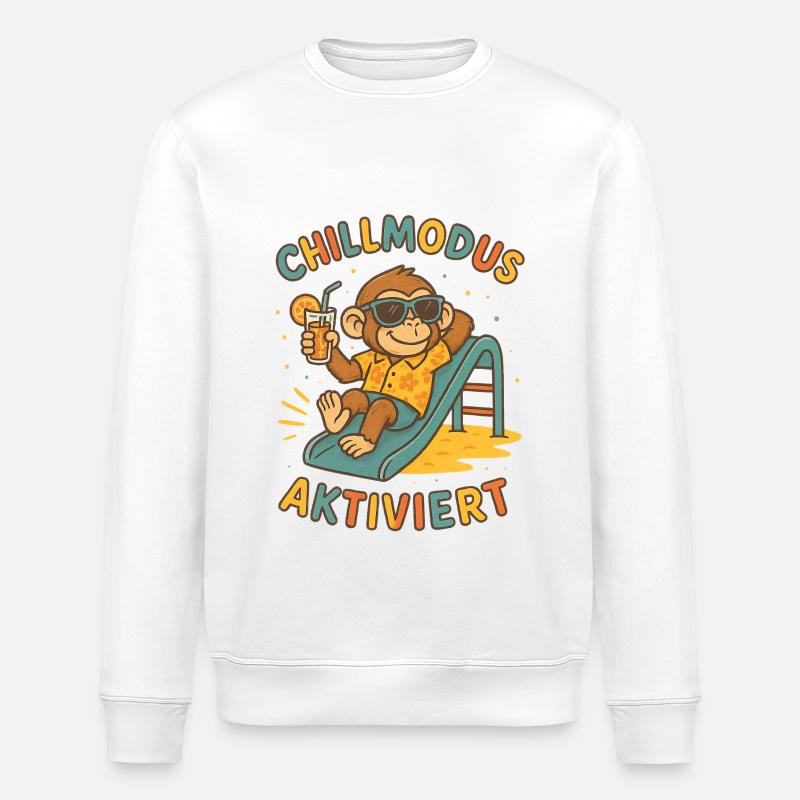 Monkey activé pour le mode détente - Sweat bio ROLLER Stanley/Stella Unisexe - blanc