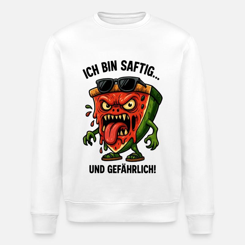 Saftige Pizza mit Sonnenbrille - Stanley/Stella Unisex Bio-Sweatshirt ROLLER - Weiß