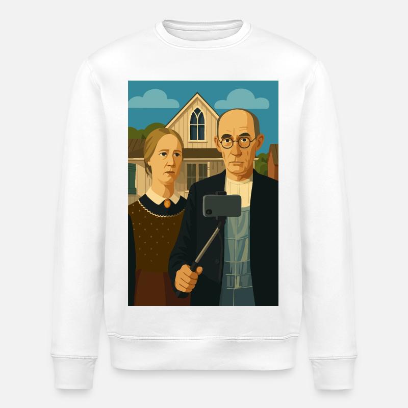 Les Américains (en mode selfie) - Sweat bio ROLLER Stanley/Stella Unisexe - blanc