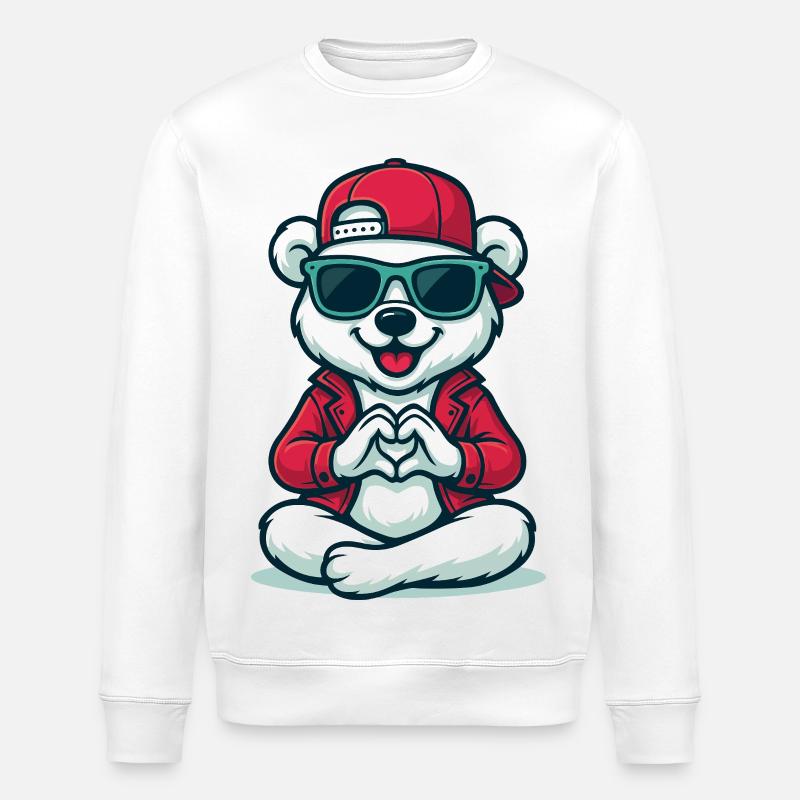 Chill Heart Bear - Stanley/Stella Unisex Bio-Sweatshirt ROLLER - Weiß