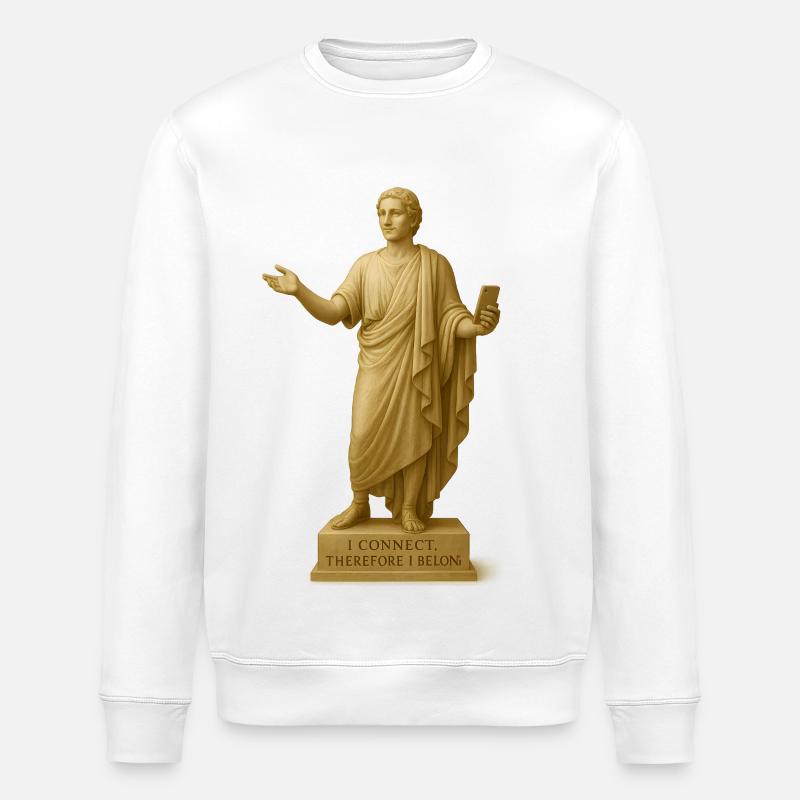 Statue grecque moderne avec smartphone - Sweat bio ROLLER Stanley/Stella Unisexe - blanc