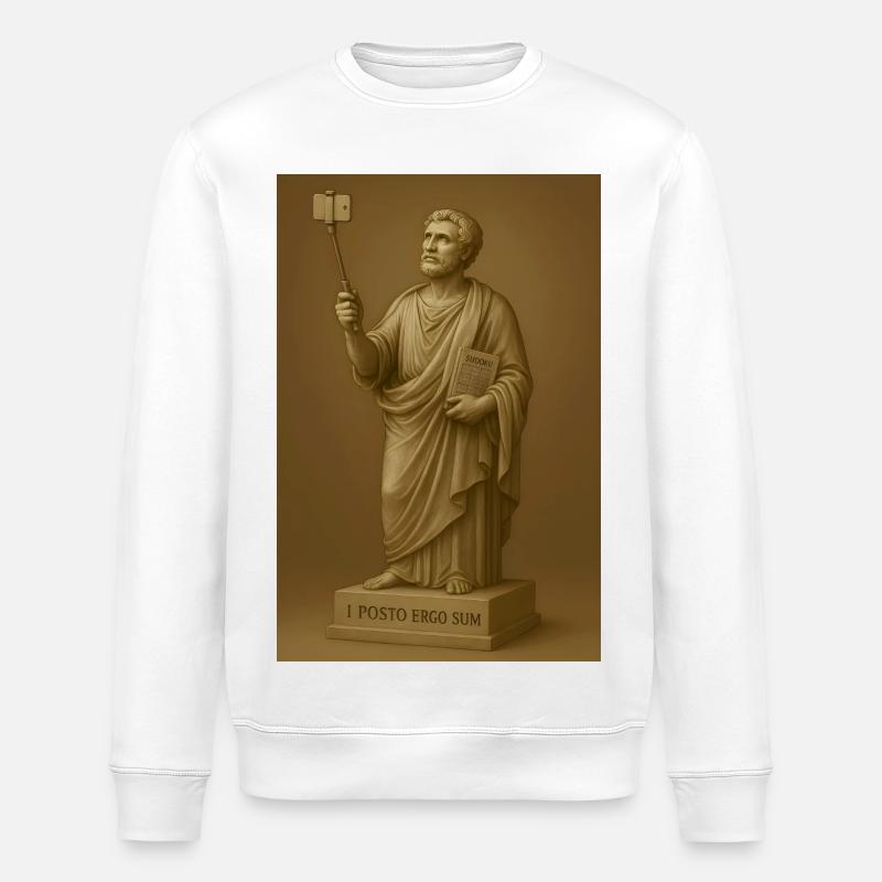 Philosophe baroque avec perche à selfie - Sweat bio ROLLER Stanley/Stella Unisexe - blanc