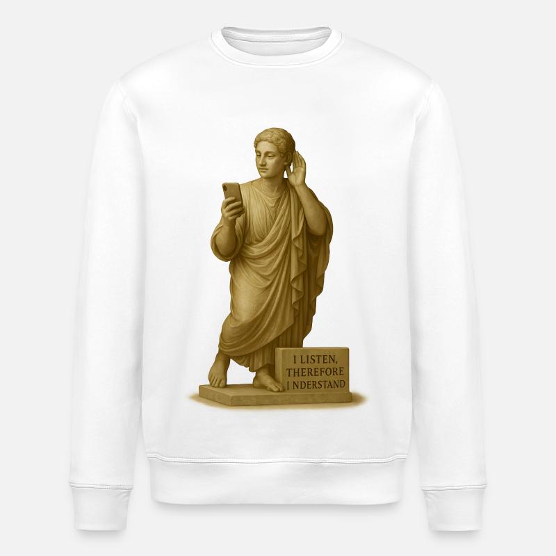 Statue antique avec smartphone et citation - Sweat bio ROLLER Stanley/Stella Unisexe - blanc