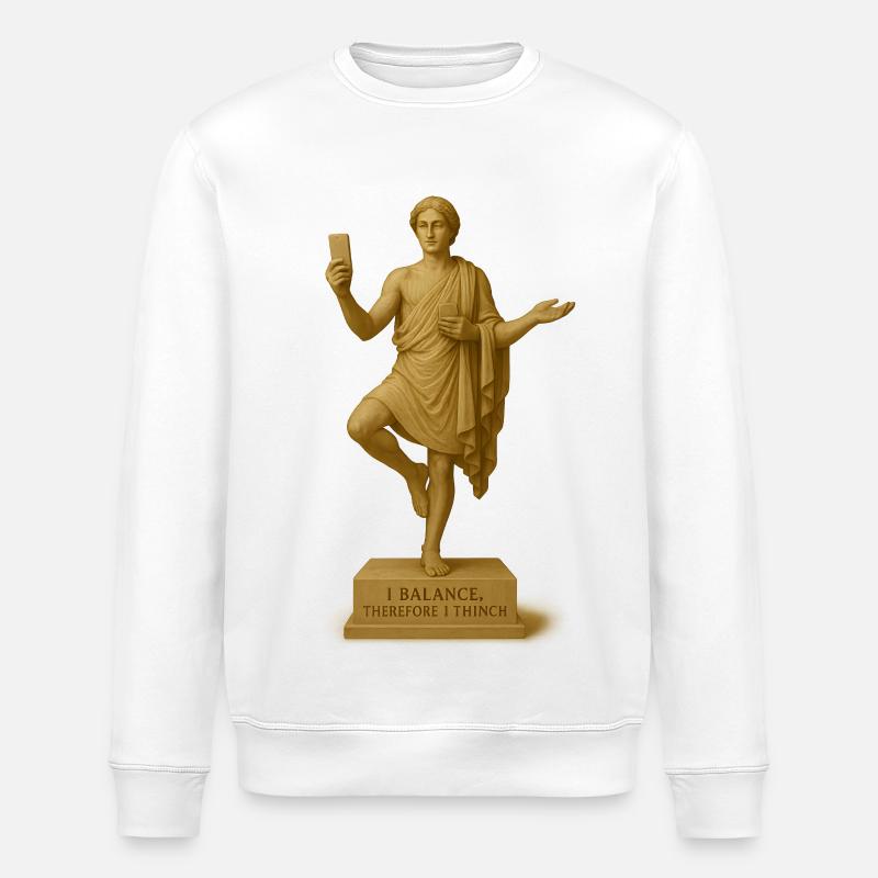 Philosophische Statue mit Smartphone - Stanley/Stella Unisex Bio-Sweatshirt ROLLER - Weiß