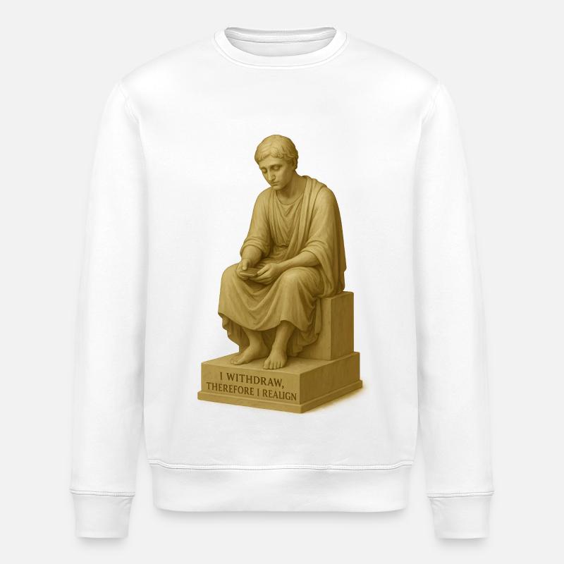 Sculpture de penseur réfléchi - Sweat bio ROLLER Stanley/Stella Unisexe - blanc