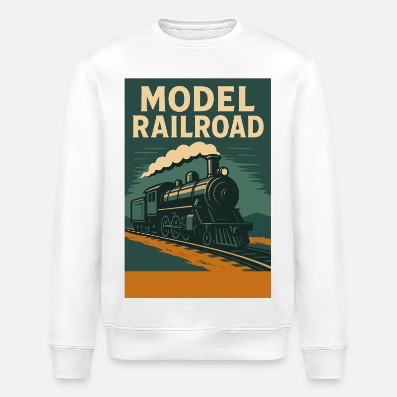 Modellbahn Zug Illustration - Stanley/Stella Unisex Bio-Sweatshirt ROLLER - Weiß