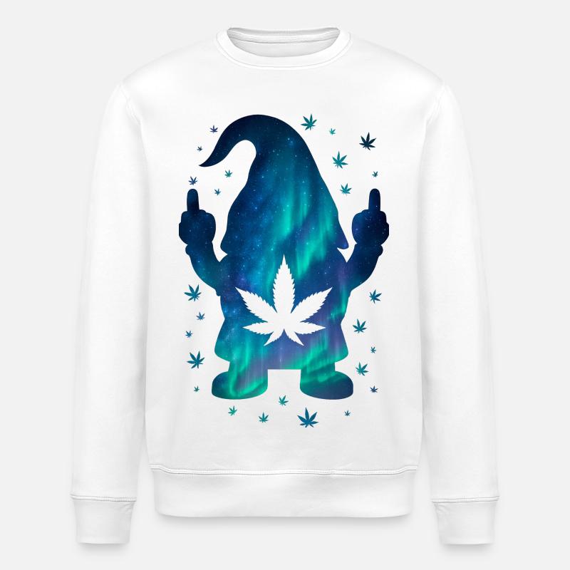 Nain galactique avec motif de cannabis - Sweat bio ROLLER Stanley/Stella Unisexe - blanc