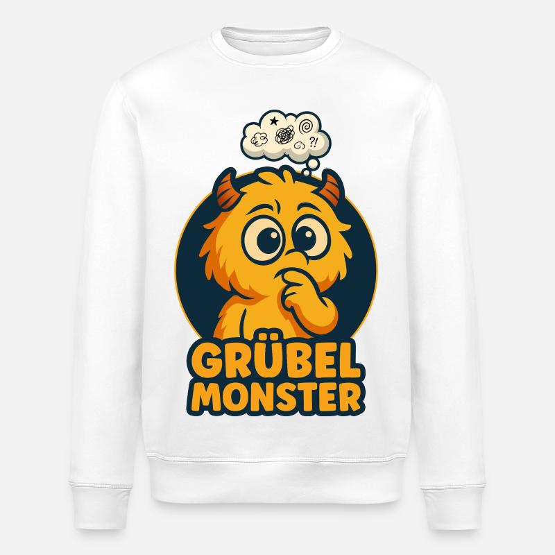 Brooding Monsters – Cute, Thoughtful & Funny - Stanley/Stella ROLLER Unisex Organic Sweatshirt - white