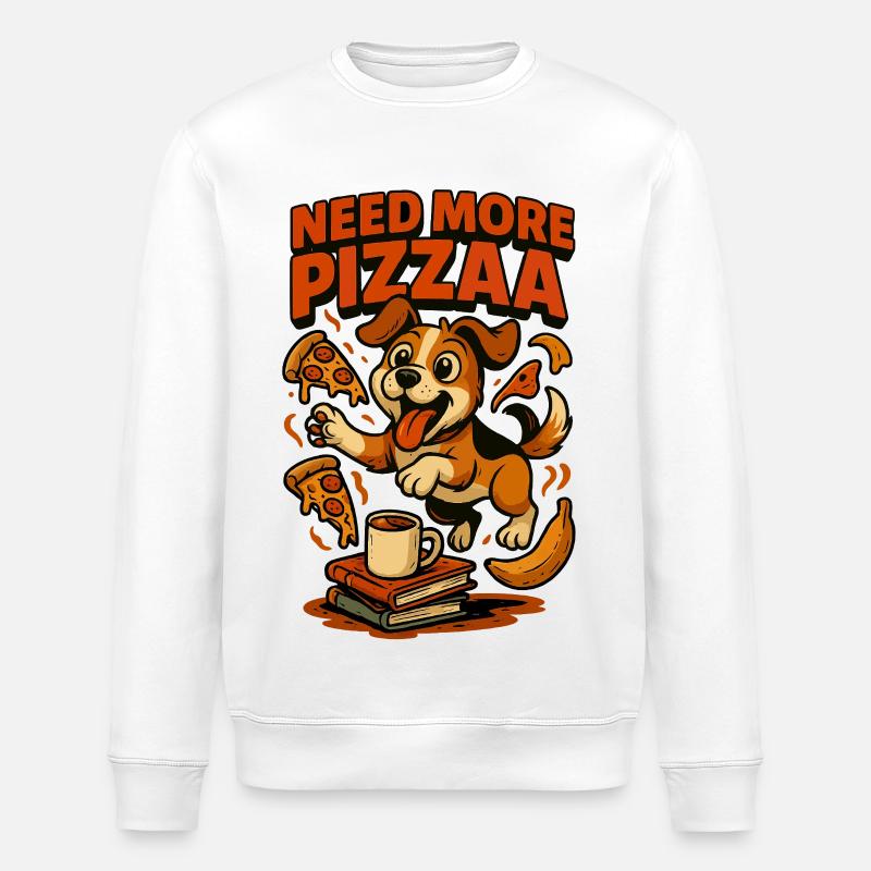 Brauche mehr Pizza Pup - Stanley/Stella Unisex Bio-Sweatshirt ROLLER - Weiß