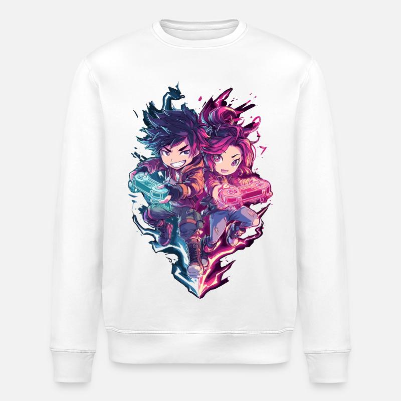 Neon Duo Gaming Helden - Stanley/Stella Unisex Bio-Sweatshirt ROLLER - Weiß