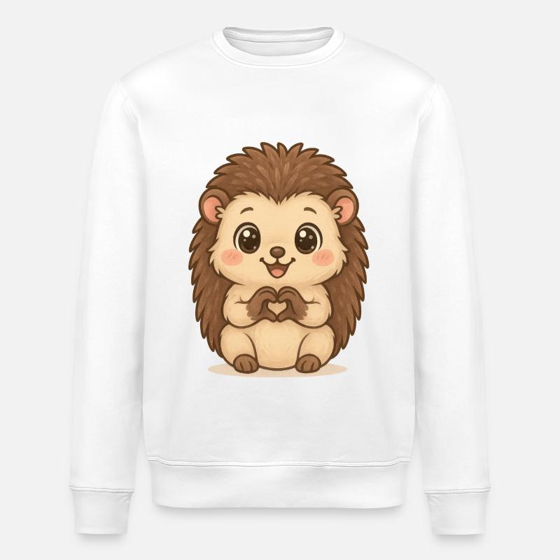 Süßer Igel mit Herzhänden - Stanley/Stella Unisex Bio-Sweatshirt ROLLER - Weiß