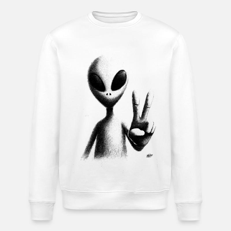 Alien Peace Gesture - Stanley/Stella Unisex Bio-Sweatshirt ROLLER - Weiß