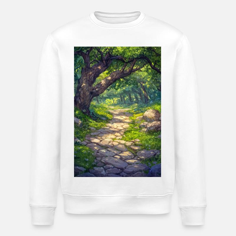Illustration einer Waldlandschaft - Stanley/Stella Unisex Bio-Sweatshirt ROLLER - Weiß