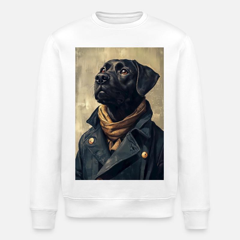 Illustration eines humanoiden Hundes - Stanley/Stella Unisex Bio-Sweatshirt ROLLER - Weiß