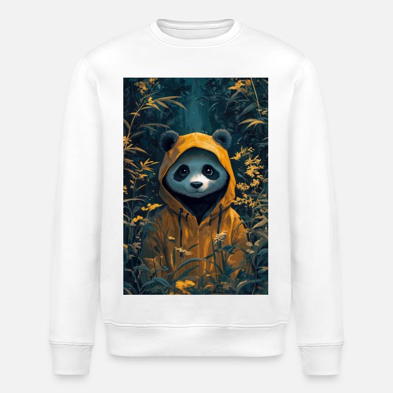 Illustration eines humanoiden Pandas - Stanley/Stella Unisex Bio-Sweatshirt ROLLER - Weiß