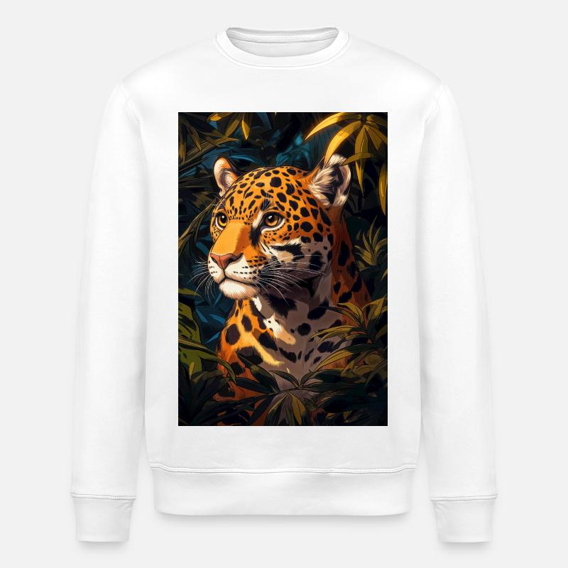 Illustration eines Jaguars - Stanley/Stella Unisex Bio-Sweatshirt ROLLER - Weiß