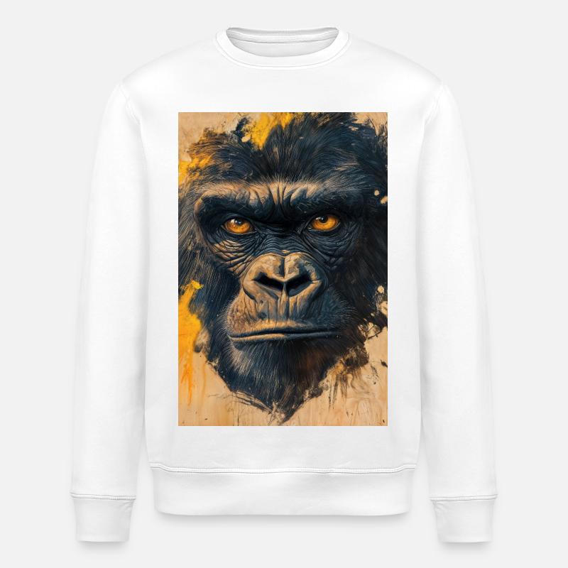 Illustration of a gorilla - Sweat bio ROLLER Stanley/Stella Unisexe - blanc