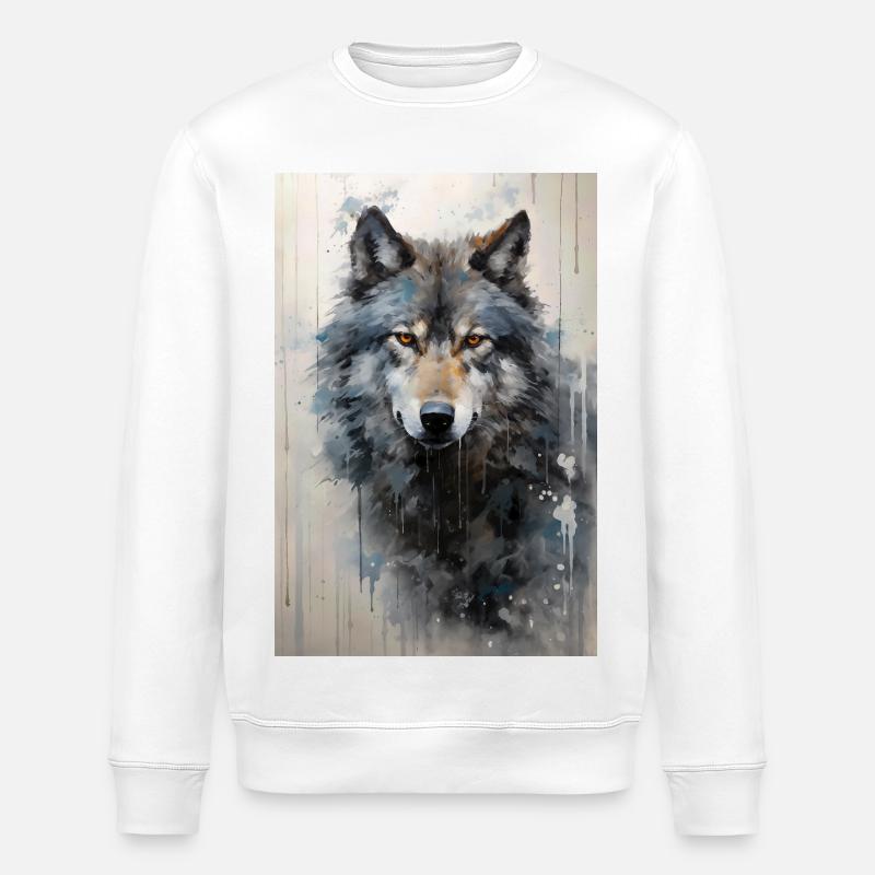 Illustration eines Wolfes - Stanley/Stella Unisex Bio-Sweatshirt ROLLER - Weiß