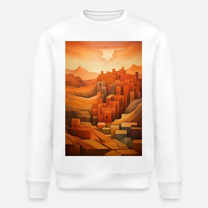 Illustration einer Wüstenlandschaft - Stanley/Stella Unisex Bio-Sweatshirt ROLLER - Weiß