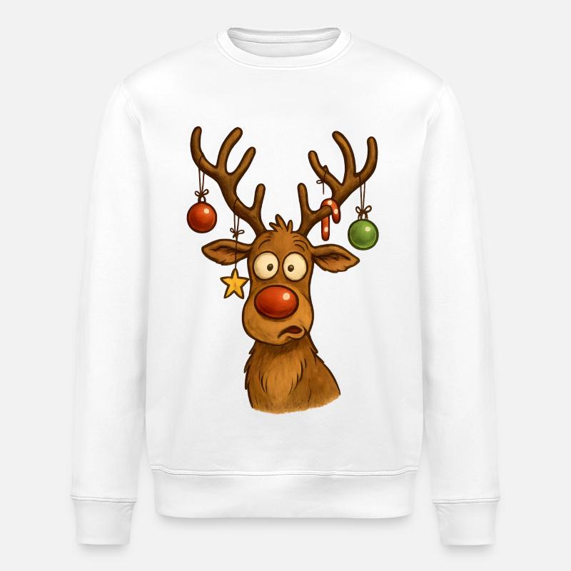 Reh mit Weihnachtskugeln - Stanley/Stella Unisex Bio-Sweatshirt ROLLER - Weiß