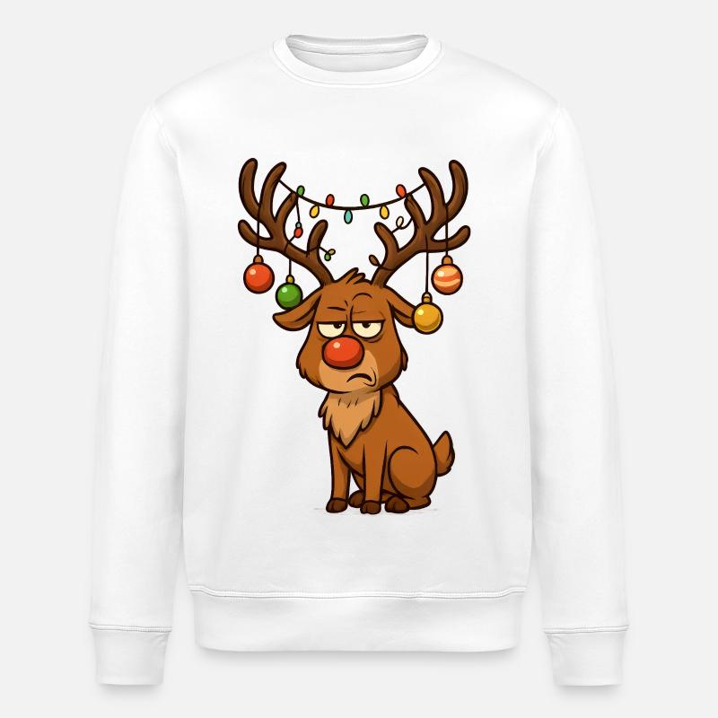 Rudolph Rentier mit Weihnachts schmuck - Stanley/Stella Unisex Bio-Sweatshirt ROLLER - Weiß