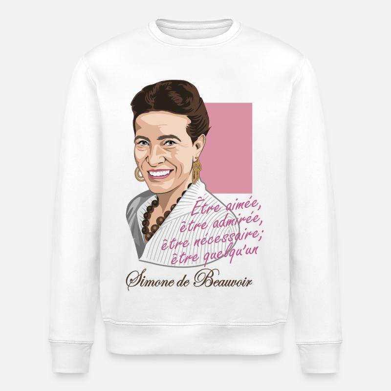 Simone de Beauvoir Philosopher - Stanley/Stella ROLLER Unisex Organic Sweatshirt - white