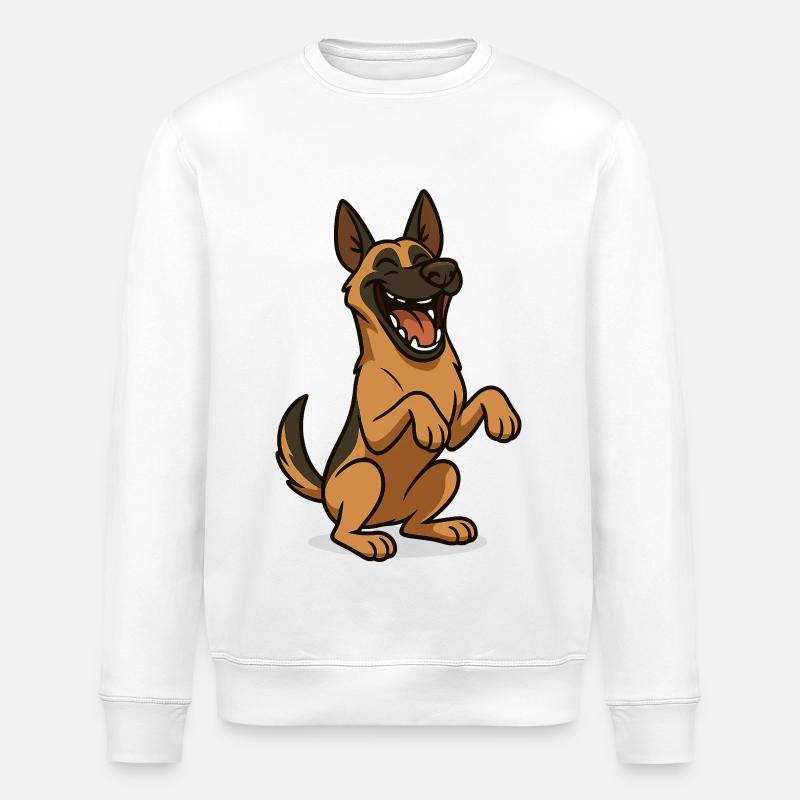 Lachender Malinois Hund - Stanley/Stella Unisex Bio-Sweatshirt ROLLER - Weiß