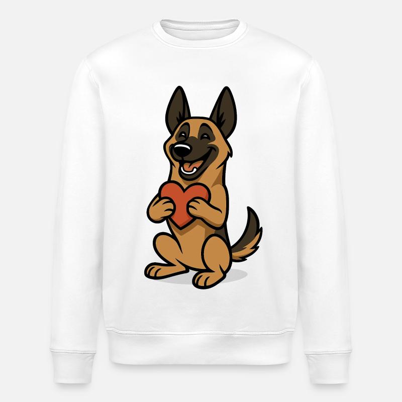 Malinois mit Herz Comic - Stanley/Stella Unisex Bio-Sweatshirt ROLLER - Weiß