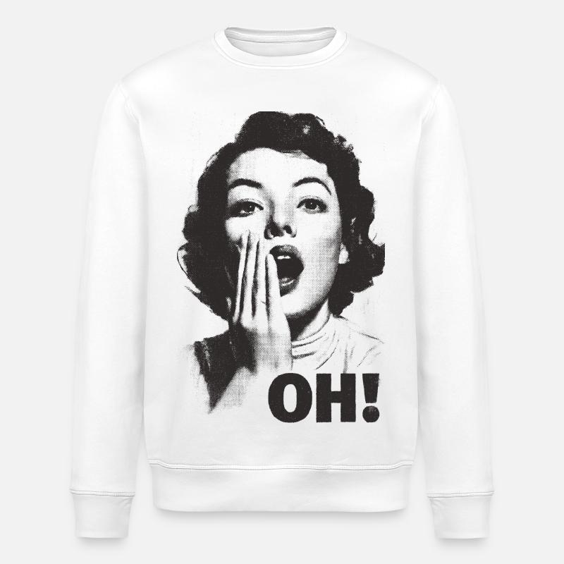 Schreiendes Gesicht Oh - Stanley/Stella Unisex Bio-Sweatshirt ROLLER - Weiß