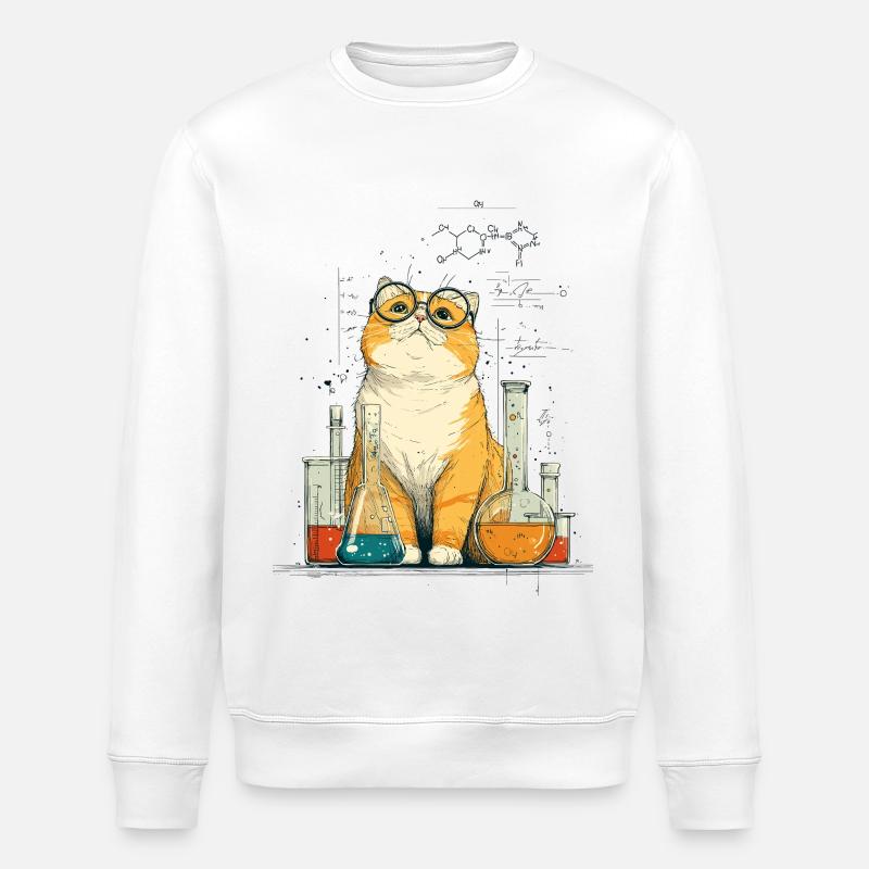 Chemiekatze im Labor - Stanley/Stella Unisex Bio-Sweatshirt ROLLER - Weiß