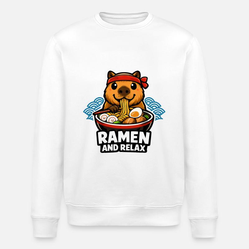 Ramen and Relax Capybara - Stanley/Stella Unisex Bio-Sweatshirt ROLLER - Weiß