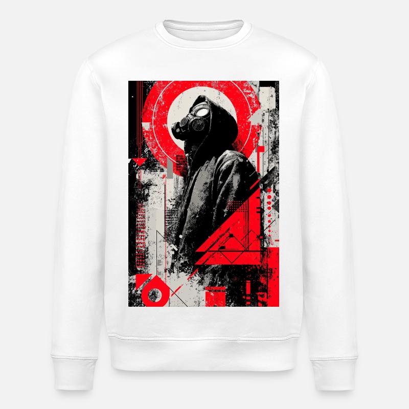 Masque à gaz de style géométrique - Sweat bio ROLLER Stanley/Stella Unisexe - blanc