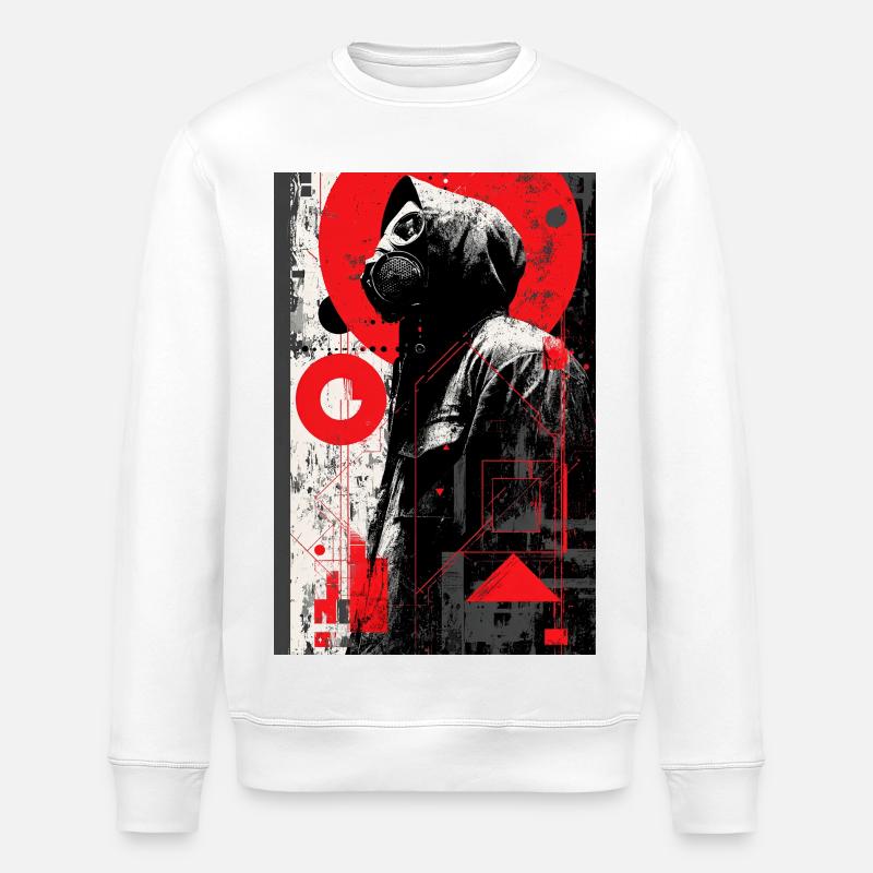 Rote Graffiti-Gasmaske - Stanley/Stella Unisex Bio-Sweatshirt ROLLER - Weiß